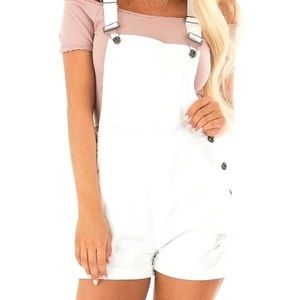 White overalls shorts